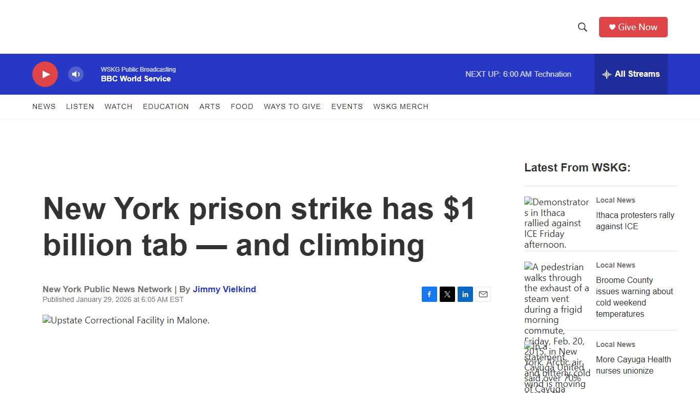New York prison strike has $1 billion tab — and climbing