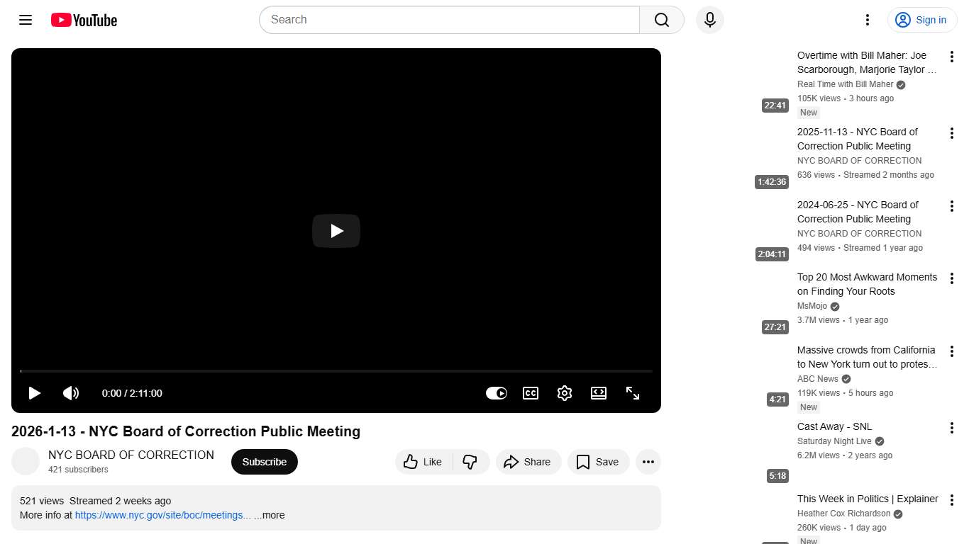 2026-1-13 - NYC Board of Correction Public Meeting - YouTube